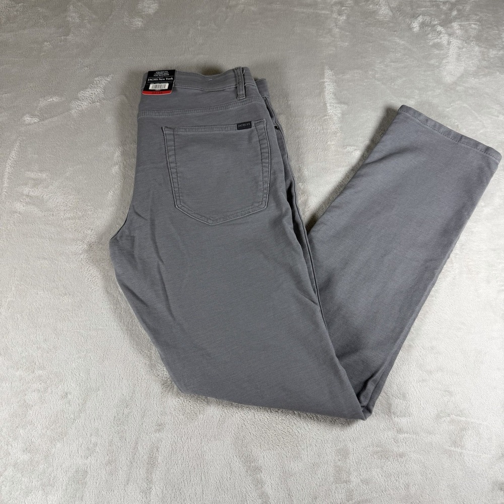 Jachs New York Men's 34x34 Straight Fit Flex Waistband 5-Pocket Chino Pants Gray